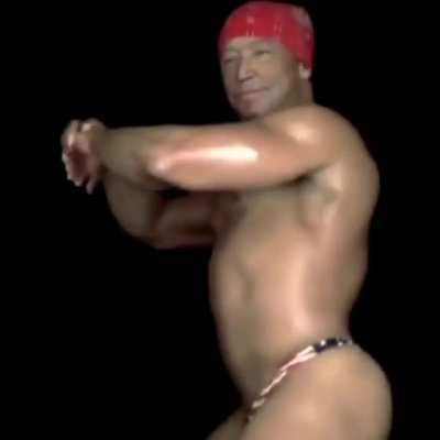 Dark Brandon celebrating democracy after defeating The Malarkey (god he’s so buff)