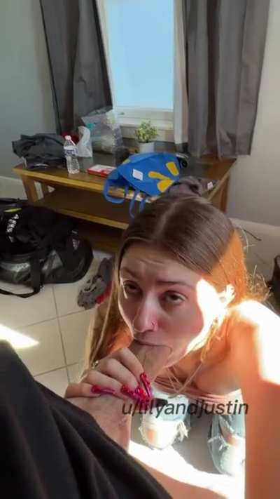 Sucking my bf's monster cock before we go out 😍 (OC)