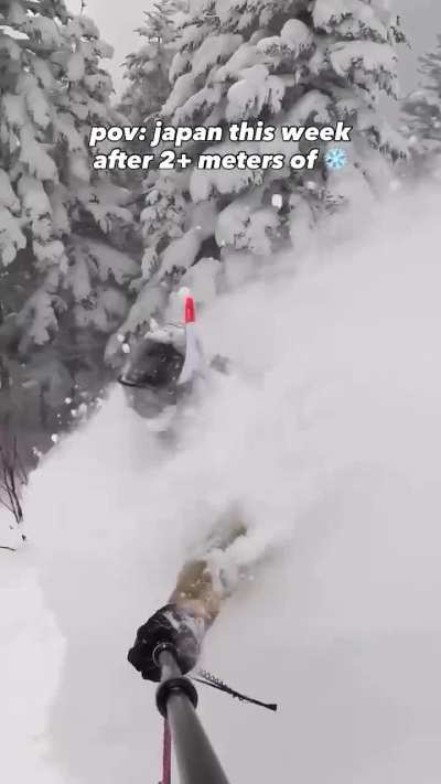 So much snow fall in Japan you have to wear a snorkel