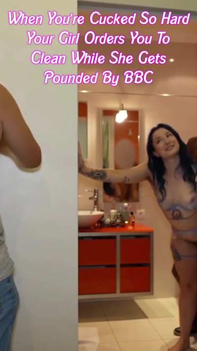 Would you like to clean the house for her while you hear her moaning out a black man's name, knowing she's getting her brains fucked out by BBC?