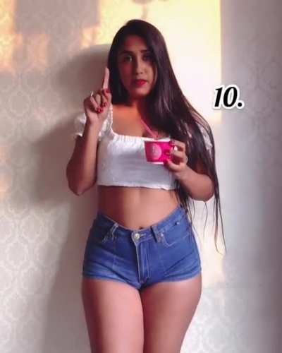 She does a sponsored video with the tightest shorts and the thickest camel toe