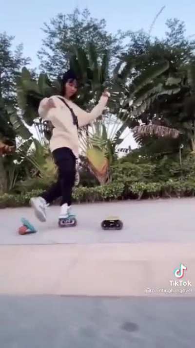Meanwhile I eat dirt if I stand on a skateboard