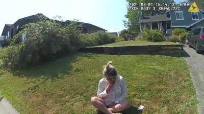 Karen throws phone at her husband's face, then has a biblical meltdown out when she is arrested.