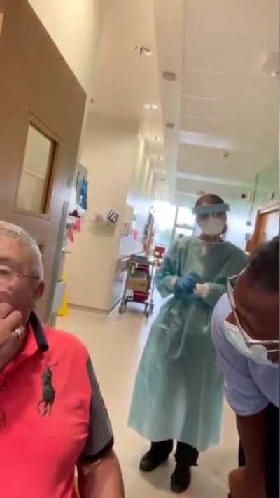 (Tough to watch) Covid patient removed from hospital by anti-vaxxer thanking Dolores Cahill for her help