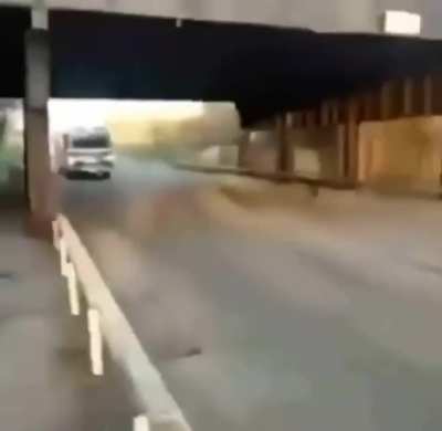 Old man yells at fire truck then ganders at nice looking train