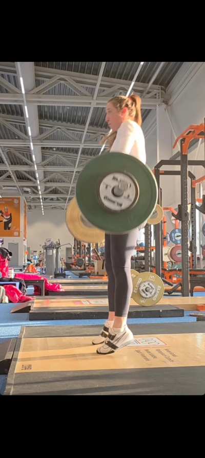Lifting weights.