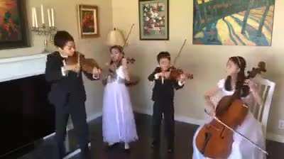 Mozart's Eine Kleine Nachtmusik performed by siblings age 7, 10, 12, and 13.