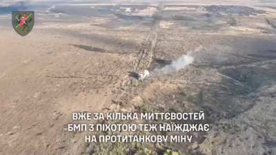 Several russian armored vehicles and soldiers drive into mines. Avdiivka, 110th Brigade. 2024
