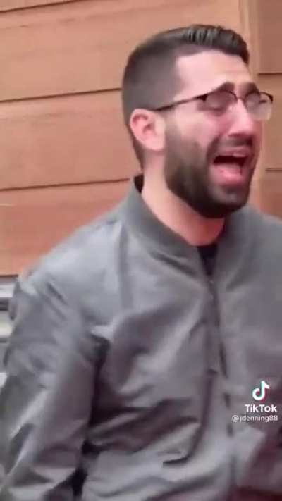 Man freaks out after being proposed to in public.