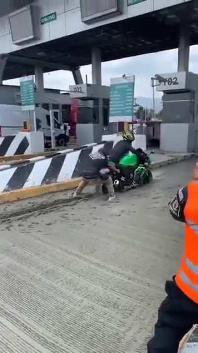 What could go wrong trying to sneak through the closed toll lane