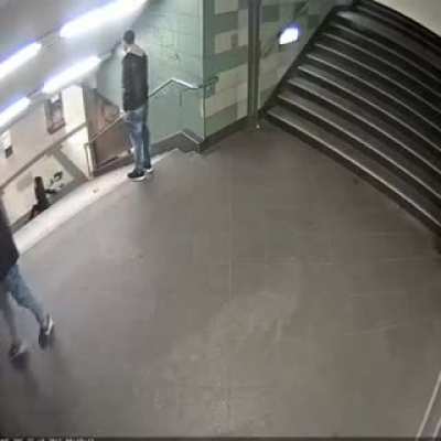 Kicking someone off the stairs for no valid reason