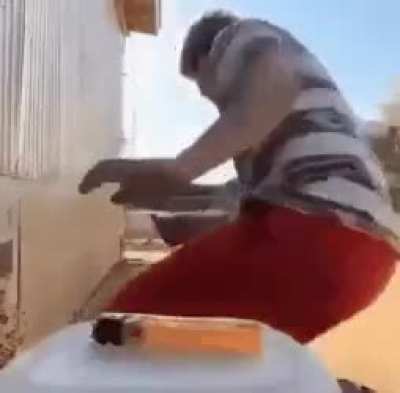 to get away from the firecracker.