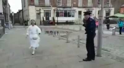 Just a Garda playing football with a Dominican Sister