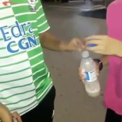 Flipping bottle with firecracker