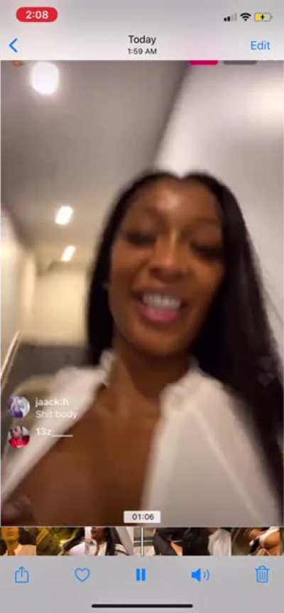 Baddiegi nipslip and titty out at end (edited to good parts only) y’all gotta start scree<wbr>nreco<wbr>rding her lives too🤦🏾<wbr>‍♂️💯