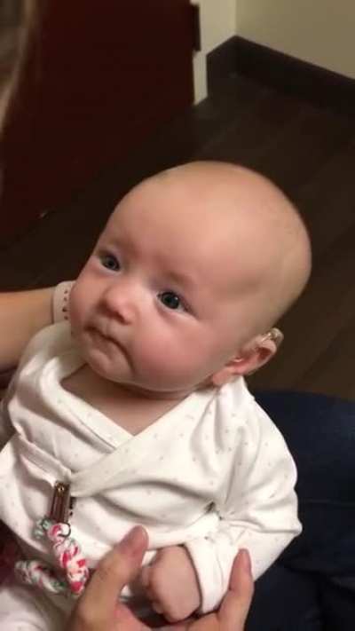 Baby hears mother for the first time and is moved to tears..