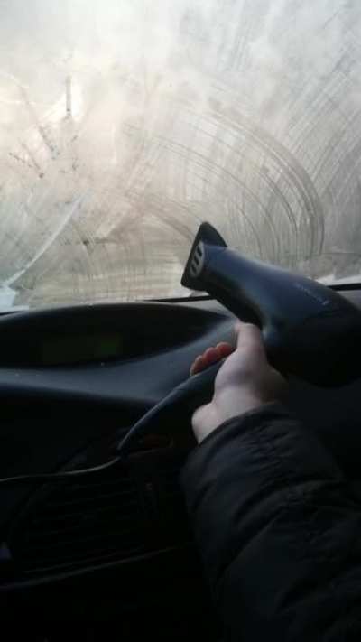 So my car decided to stop blowing hot air this morning. I had to improvise.