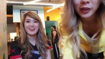 Plushy quickly cover Fuslie's cleavage