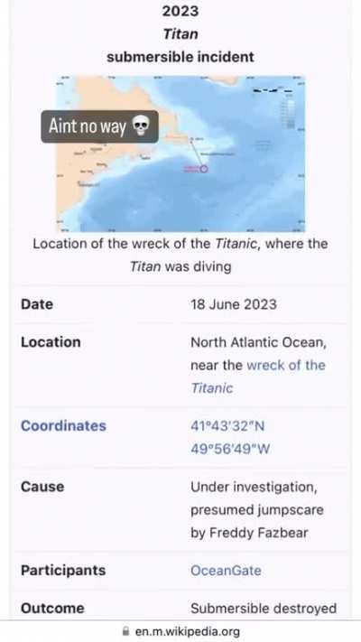 Freddy boy done caused the Titan Submersible Incident 