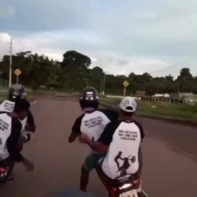 Holding hands while riding
