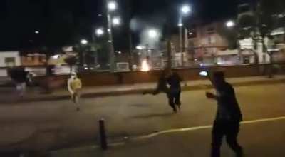 Police open fire in protestors in Colombia, after people went to the streets to protest against police brutality. 2 days ago, a man was killed by 3 cops by suffocation and excessive use of taser. 2 people were severely injured in the protest, by gunshots 