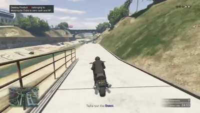 A near miss when driving under a cop car on a motorcycle
