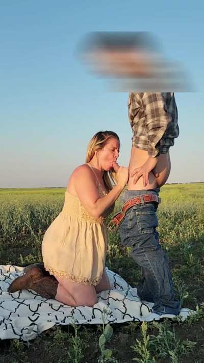Sucking cock on the farm