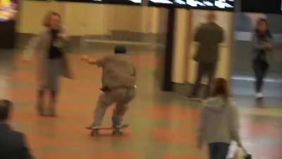 Nick Boserio hops turnstyle on skateboard