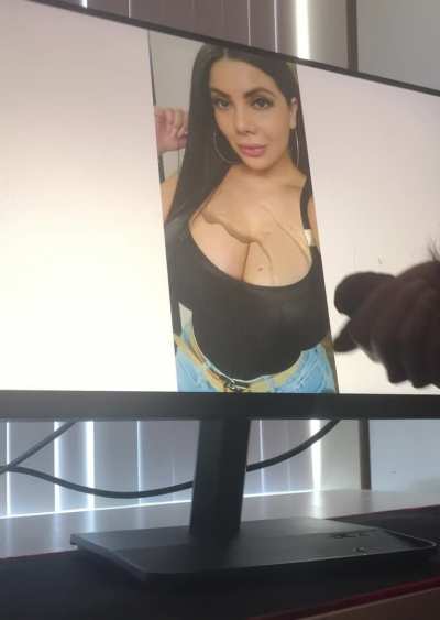 Moaning and spraying a huge load on some huge tits