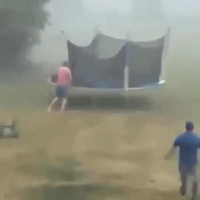 Trampoline during a storm