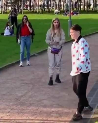 Blind dude falling