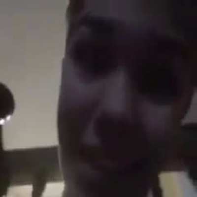He's falling dow the stairs