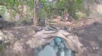 2B16 Nona-K light gun/mortar destroyed along with ammunition by FPV drone of 414th Separate Regiment of Unmanned Strike Aircraft Systems somewhere in Donbas region, Published on July 26, 2024.