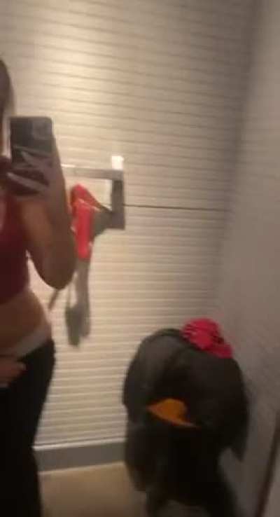 I need some help in the changing room... I think the girl outside heard my soft moan