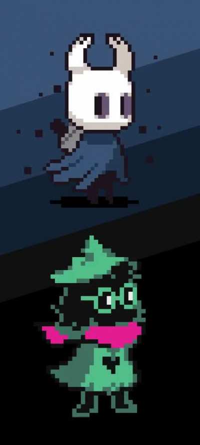 Wallpaper I put together of my two favorite indie games. The Knight by @haykira_