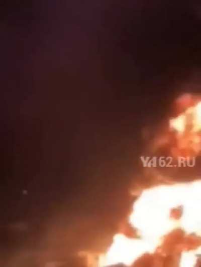 Footage of the Ryazan oil refinery burning after getting hit by Ukrainian UAVs. 24/02/2025