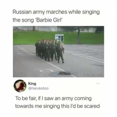 Imagine you are in the middle of world war III and these guys come in