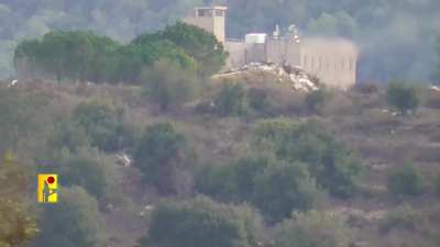 Hezbollah media published: Scenes from the Islamic Resistance targeting the Matat barracks of the israeli enemy army on the Lebanese-Palestinian border on 11/22/2023.