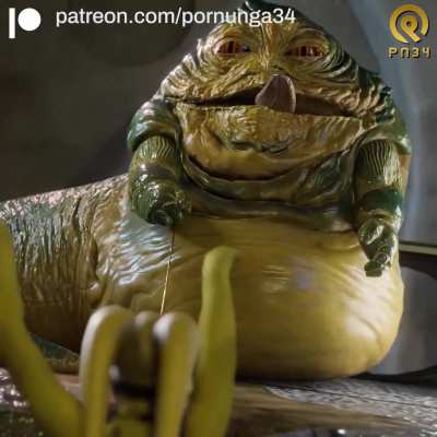 Oola has a leash around her and dances for her master Jabba (Cred<wbr>it_Po<wbr>rnung<wbr>a34)