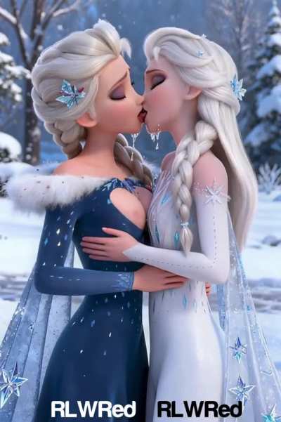 AI - Elsa kissing Elsa: Selfcest: Because the only one worthy of kissing Elsa is herself ❄️