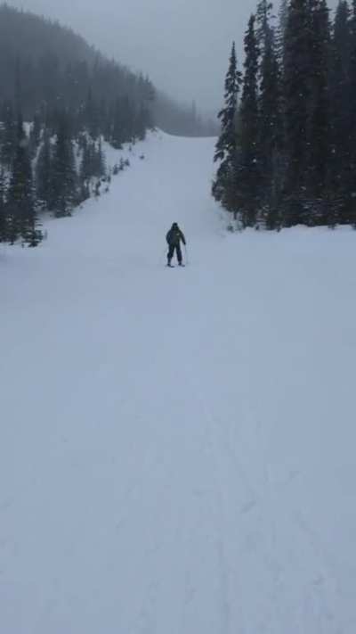 My friend’s 3rd time skiing.