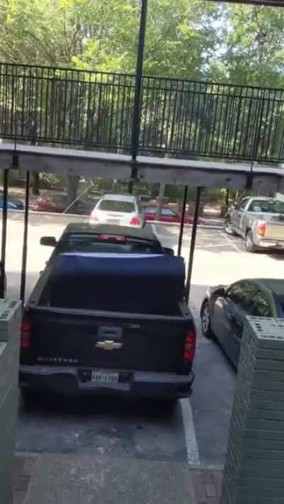 Who needs stairs when you have gravity? The bed of my truck is exactly the size of a queen mattress