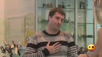 Blonde woman pranks unsuspecting men on hidden camera show.