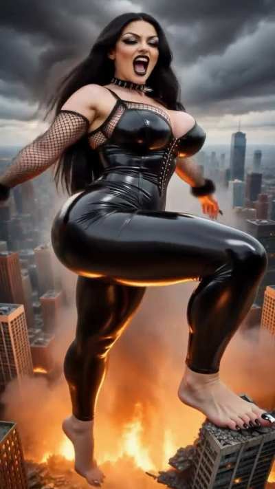 Giantess Goth Mommy Crushing City 💦🔪