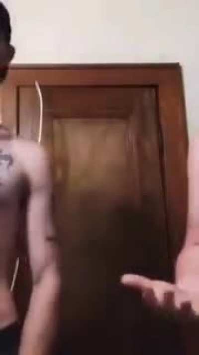 just two shirtless bros hanging out, might kiss, who knows