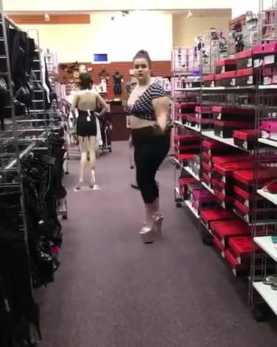 Trying on heels