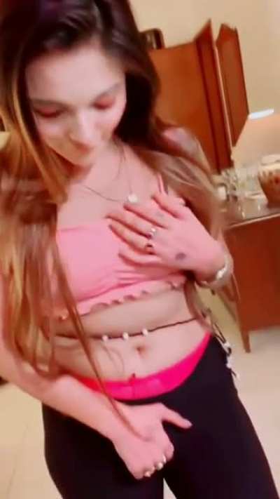 Showing her nip