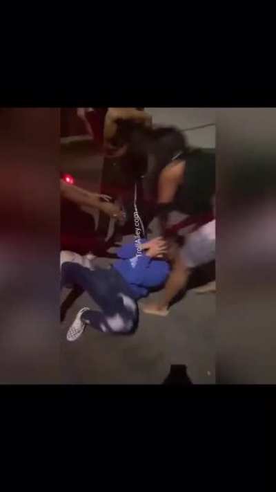 Strong black girl sits on opponent briefly