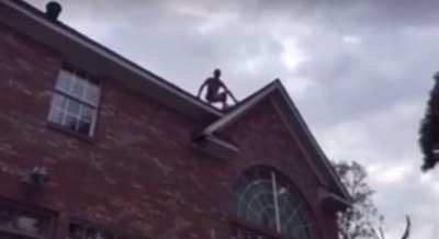 Roof jump into pool