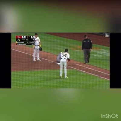 Alcides hit in the nethers. Nationals Vs Pirates.